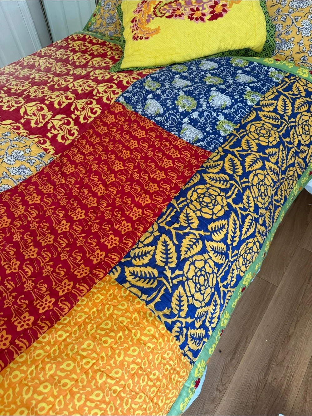 Anthropologie twin patchwork reversible quilt set. 4 pieces. Discontinued set.